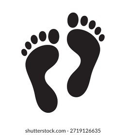 Simple black silhouette of two human footprints facing opposite directions