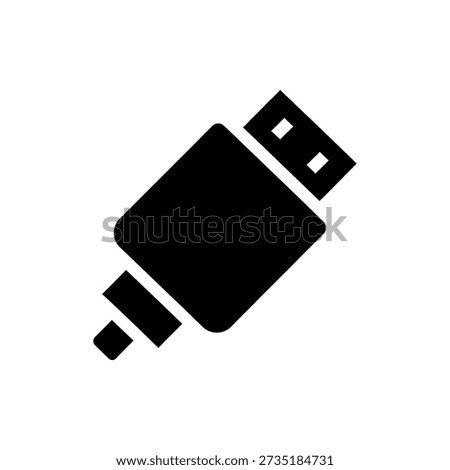 Simple black silhouette of a USB flash drive on white background