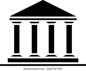 Simples vetor de silhueta preta do edifício do banco com colunas para o projeto financeiro