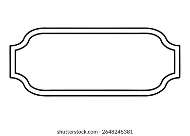 A simple black silhouette vector illustration of a rectangular frame with a thin double line border The frame has slightly curved corners and a clean minimalist style.