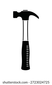 Ilustración vectorial de silueta negra simple de una herramienta de martillo de garra. Elemento de herramienta de mano para trabajos de construcción y reparación.