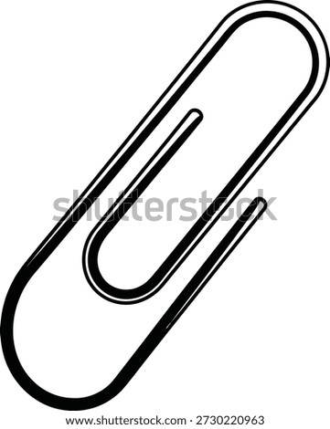 A simple black silhouette vector of a standard paperclip, representing fastening, organization, and office supplies.