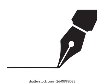 Simple black silhouette of a vintage fountain pen.