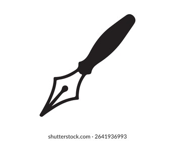 Simple black silhouette of a vintage fountain pen.
