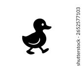 Simple black silhouette of a walking duckling