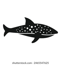 Simple black silhouette of a whale shark, perfect for marinethemed designs