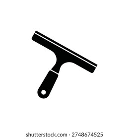 Simple black silhouette of a window squeegee on a white background