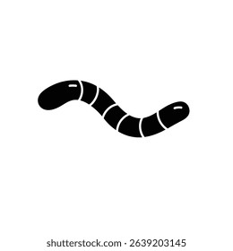 Simple black silhouetted worm icon illustration