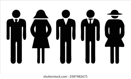 Simple Black Silhouettes Men, Women, Formal Attire, Fashion