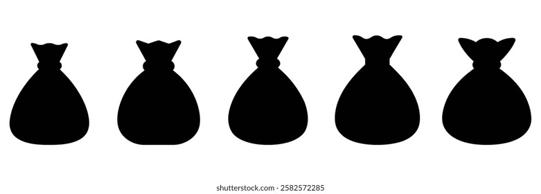 Simple Black Silhouettes of Varying Sizes of Gift Bags