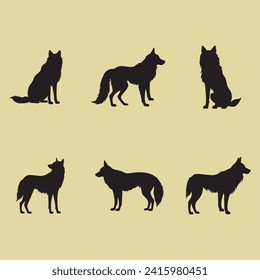 
Simple Black silhouettes Wolf Set