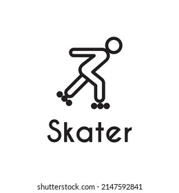 simple black skater people icon design