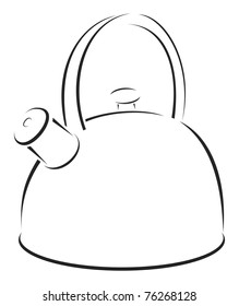 Einfache schwarze Skizze von Kettle einzeln auf Weiß