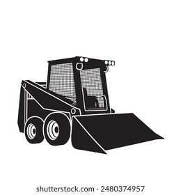 simple black Skid Steer Loader silhouette on white background