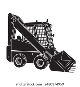 simple black Skid Steer Loader silhouette on white background