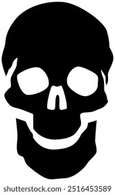 Icono de cráneo negro simple en un estilo de Vector plano, aislado en un fondo transparente. Perfecto para usar en proyectos de Diseño gráfico, temas de Halloween y símbolos de advertencia