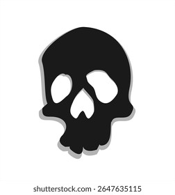 Simple black skull silhouette vector on a white background. Perfect for Halloween designs, danger signs, stickers, posters, and graphic design elements.