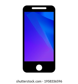 Smartphone moderno realista aislado en el fondo azul abstracto. Burlarse del teléfono con pantalla en blanco . Ilustración del vector