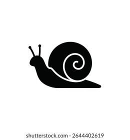 Simple black snail icon design illustration.