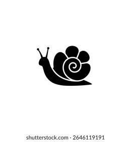 Simple black snail icon design illustration.