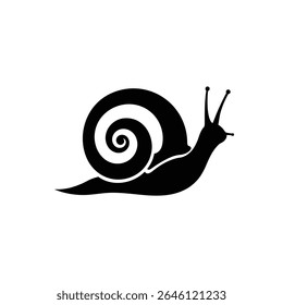 Simple black snail silhouette icon design.