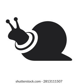 A simple black snail silhouette icon isolated on white background. Perfect for nature logos, wildlife signage, slow living concepts, and minimalist design projects.