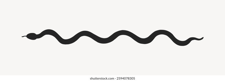 Simple black snake silhouette on a white background. Snake design with a wavy, curvy shape.