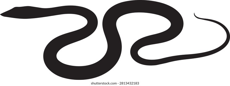 A simple black snake silhouette on white. Isolated reptile graphic. Ideal for medical or educational concepts.