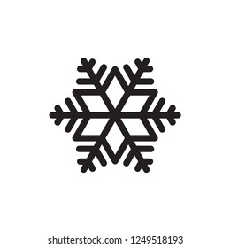 Simple black snowflake icon graphic. Isolated element on white background.