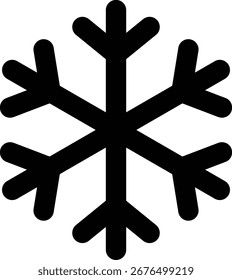 Simple black snowflake icon illustration