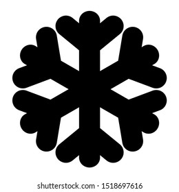 Simple black snowflake with rounded corners. Vector icon.