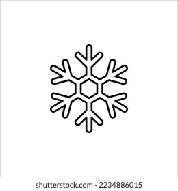Sencillo copo de nieve negro con esquinas redondeadas. Icono del vector sobre fondo blanco