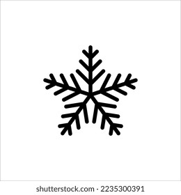 Simple black snowflake with rounded corners. Vector icon on white background