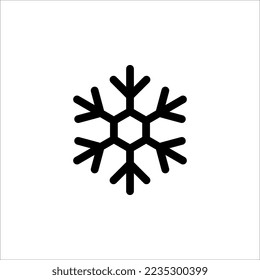 Simple black snowflake with rounded corners. Vector icon on white background