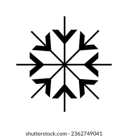 Sencillos copos de nieve negros con esquinas redondeadas sobre un fondo blanco. Icono de vector
