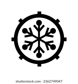 Sencillos copos de nieve negros con esquinas redondeadas sobre un fondo blanco. Icono de vector