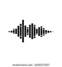 Simple black sound wave graphic on white background.