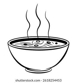 Simple Black Soup Bowl Icon Vector Illustration