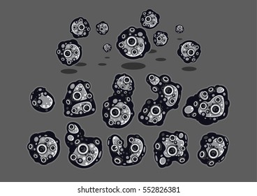 Simple black space asteroids for creating video game