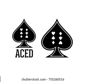 Simple Black Spade Ace Poker Casino Illustration Aced Logo SIlhouette
