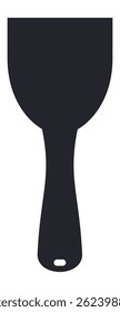 Simple black spatula silhouette with a hole for hanging, representing cooking, kitchen utensils, and culinary themes, perfect for food related designs and projects