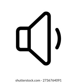 Simple black speaker icon on white background, indicating sound or volume