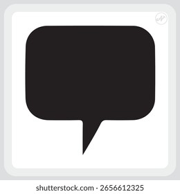 Simple black speech bubble graphic design.