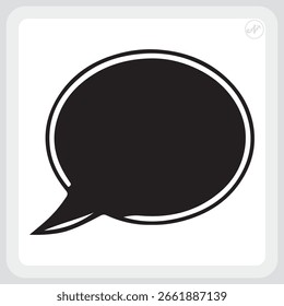 Simple Black Speech Bubble Icon on White Background