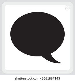 Icono negro simple de la burbuja del discurso en el fondo blanco