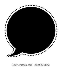Simple black speech bubble icon representing conversation, dialogue, or communication in digital and print media.