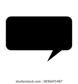 Simple black speech bubble icon representing conversation, dialogue, communication, chat, message, talk, speech, dialogue box, communication symbol, speech balloon.