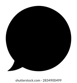 Simple black speech bubble icon representing conversation, communication, messaging, chat, dialogue, talk, speech, dialogue box, communication tool, speech symbol.