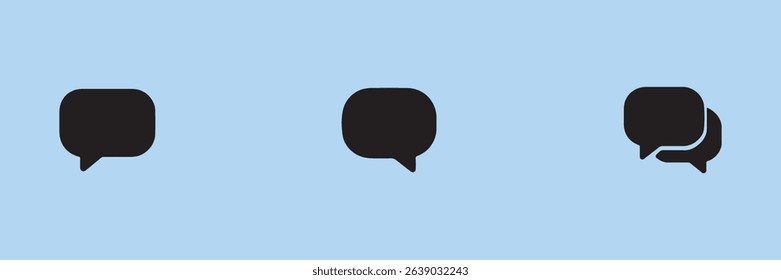 Simple black speech bubble icons; single, double, and triple variations.