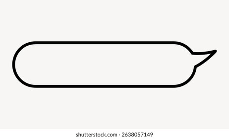 Simple black speech bubble outline on a white background. The speech bubble has a rounded rectangular shape with a pointed tail, ideal for comics or chat designs. Speech bubble message vector.